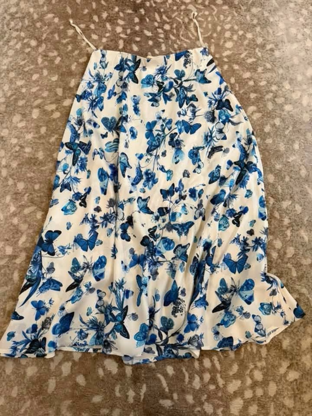 L'AGENCE White Midi Skirt with Blue Butterfly Print - Picture 2 of 3
